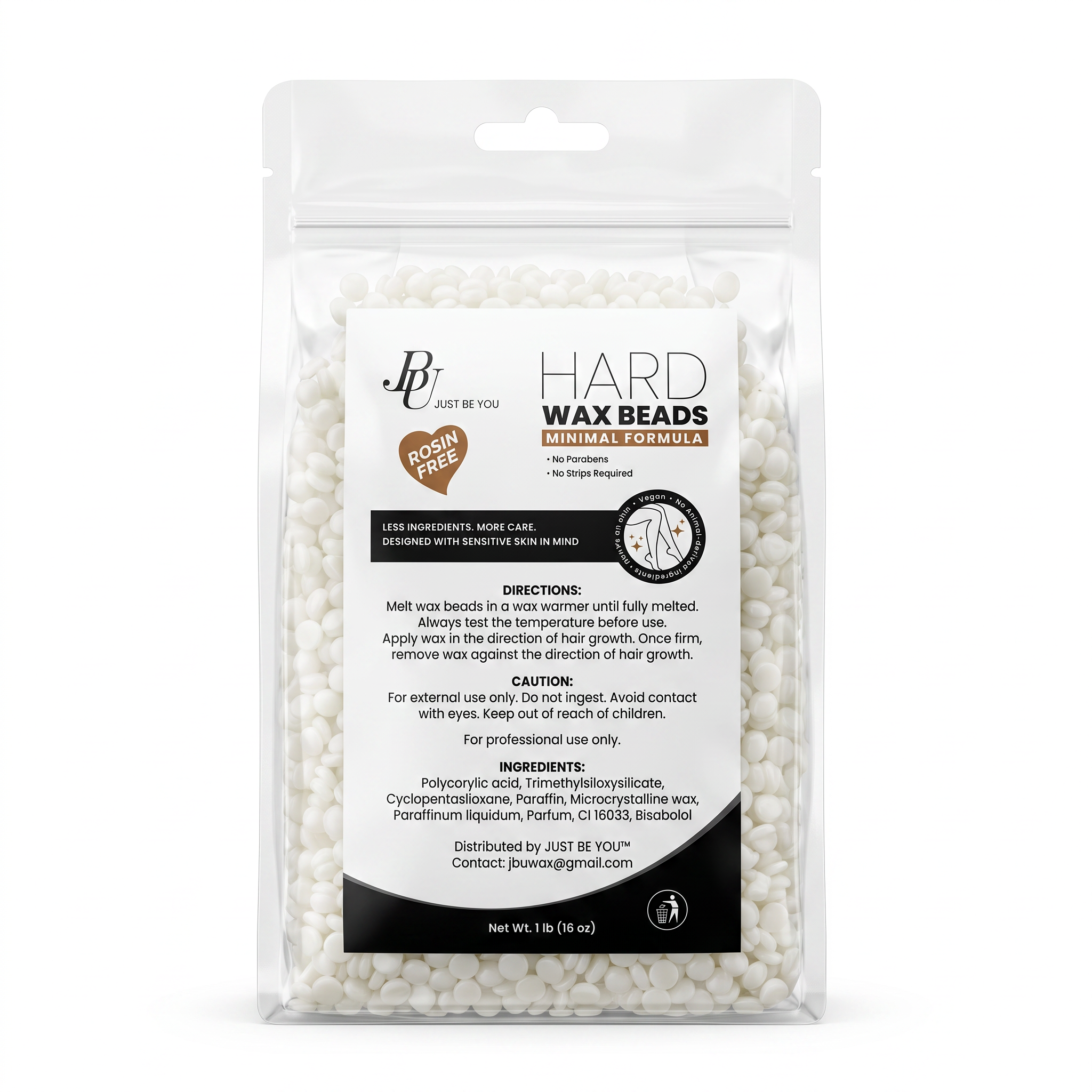 White Hard Wax Beads 1 lb | Sensitive Skin Formula | Rosin-Free